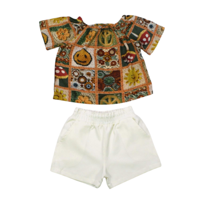 Conjunto Feminino Blusa Estampada e Shorts Tecido 385710 - Vrasalon 