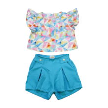 Conjunto Feminino Blusa Estampada e Shorts Tecido 7389 - Pokotinha