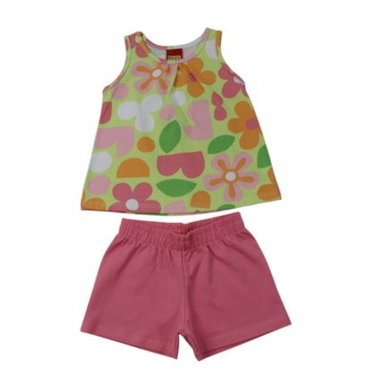 Conjunto Feminino Blusa Estampada Flores e Shorts 1001776 - Kyly