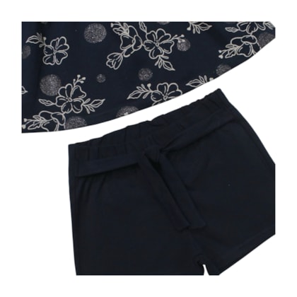 Conjunto Feminino Blusa Estampada Flores e Shorts 25138 - Rollu