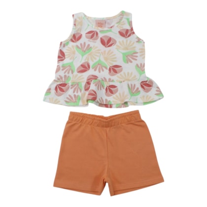Conjunto Feminino Blusa Estampada Flores e Shorts 46248 - Kely Kety
