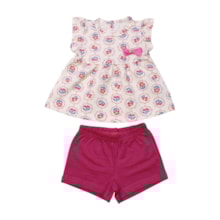 Conjunto Feminino Blusa Estampada Flores e Shorts A5202 - Alakazoo 