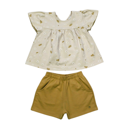 Conjunto Feminino Blusa Estampada Flores e Shorts Moletinho 11334 - Tiny Joy 