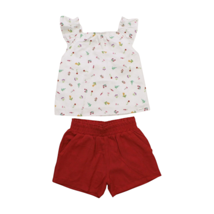 Conjunto Feminino Blusa Estampada Florzinhas e Shorts Tecido 385706 - Vrasalon 