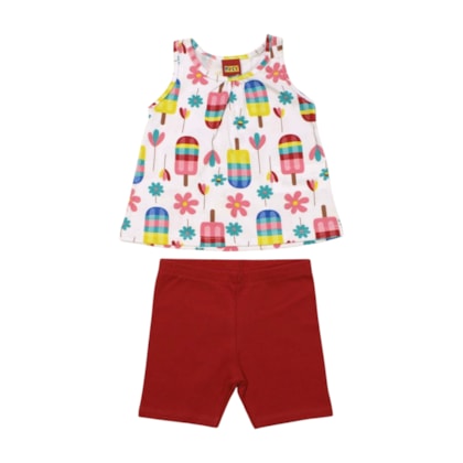 Conjunto Feminino Blusa Estampada Picolé e Bermuda 1001249 - Kyly 