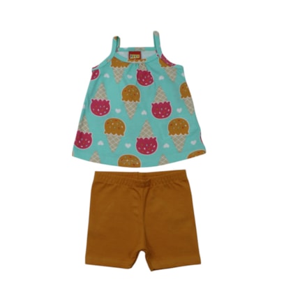 Conjunto Feminino Blusa Estampada Sorvete e Shorts 1001774 - Kyly