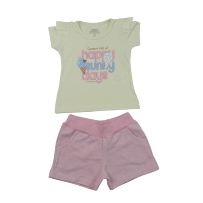 Conjunto Feminino Blusa Estampada Sorvete e Shorts 20020 - Bicho Bagunça