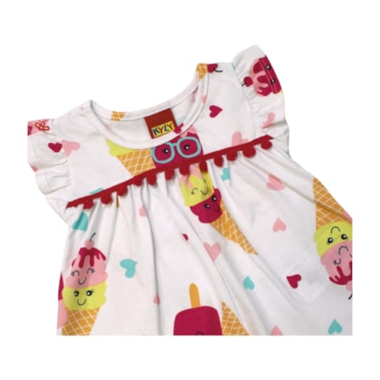 Conjunto Feminino Blusa Estampada Sorvetes e Shorts 1000992 - Kyly 