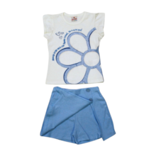 Conjunto Feminino Blusa Flor com Glitter e Shorts Saia 26341 - Brandili   