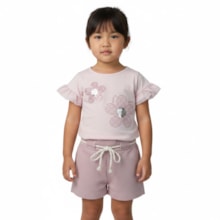 Conjunto Feminino Blusa Flores Bordada e Shorts 37460 - Angerô