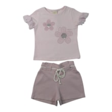 Conjunto Feminino Blusa Flores Bordada e Shorts 37460 - Angerô