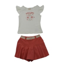 Conjunto Feminino Blusa Flores e Shorts Saia - 37426 - Angerô