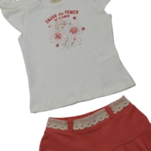 Conjunto Feminino Blusa Flores e Shorts Saia - 37426 - Angerô