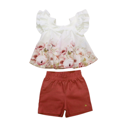 Conjunto Feminino Blusa Flores e Shorts Tecido 60641 - D+ Baby 