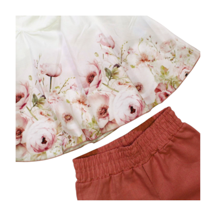 Conjunto Feminino Blusa Flores e Shorts Tecido 60641 - D+ Baby 