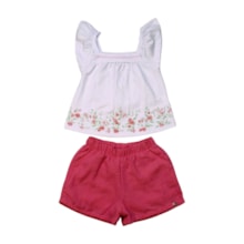 Conjunto Feminino Blusa Flores Shorts Tecido - 1538 - Le Petit