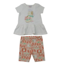Conjunto Feminino Blusa Gato e Bermuda Estampada  27141 - Brandili