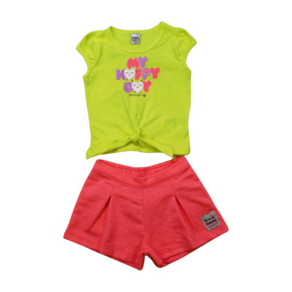 Conjunto Feminino Blusa happy e Shorts Moletinho 17157 - Boca Grande 