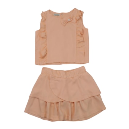 Conjunto Feminino Blusa Laço e Saia Tecido 2284A - Carol e Dani