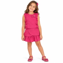Conjunto Feminino Blusa Laço e Saia Tecido 2284B - Carol e Dani