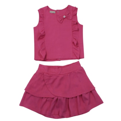 Conjunto Feminino Blusa Laço e Saia Tecido 2284B - Carol e Dani