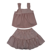 Conjunto Feminino Blusa Laço e Saia Tecido 37496 - Angerô