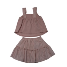 Conjunto Feminino Blusa Laço e Saia Tecido 37496 - Angerô