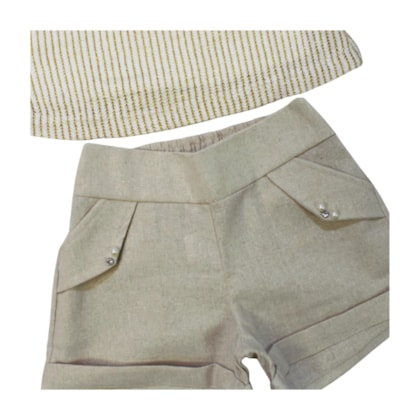 Conjunto Feminino Blusa Laço e Shorts Linho 2137 - Carol e Dani  