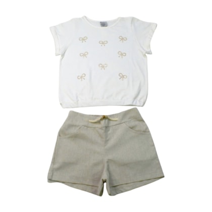 Conjunto Feminino Blusa Laços e Shorts Linho 860 - Lit  