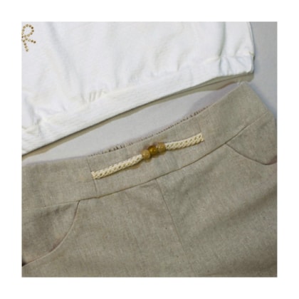 Conjunto Feminino Blusa Laços e Shorts Linho 860 - Lit  