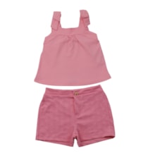 Conjunto Feminino Blusa Laços Rebites e Shorts - 37456 - Angerô