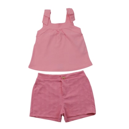 Conjunto Feminino Blusa Laços Rebites e Shorts - 37456 - Angerô