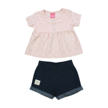 Conjunto Feminino Blusa Laise e Shorts Jeans 53703 - Kamylus 