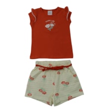Conjunto Feminino Blusa Lantejoula e Shorts Flores - 27149 - Brandili