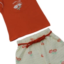 Conjunto Feminino Blusa Lantejoula e Shorts Flores - 27149 - Brandili