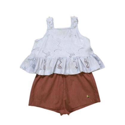 Conjunto Feminino Blusa Lese e Shorts Tecido 7328 - Pokotinha 