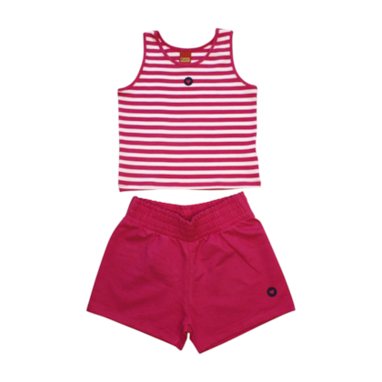 Conjunto Feminino Blusa Listrada e Shorts 1000256 - Kyly 