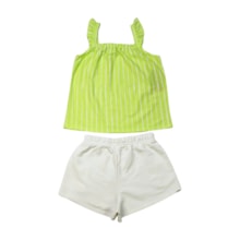 Conjunto Feminino Blusa Listrada e Shorts Moletinho 26614 - Brandili     