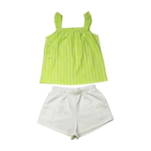 Conjunto Feminino Blusa Listrada e Shorts Moletinho 26614 - Brandili     