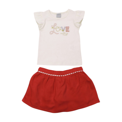 Conjunto Feminino Blusa Love e Saia Guipir 26248 - Brandili Mundi 