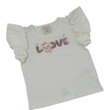 Conjunto Feminino Blusa Love e Shorts Moletinho - 37424 - Angerô