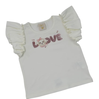 Conjunto Feminino Blusa Love e Shorts Moletinho - 37424 - Angerô