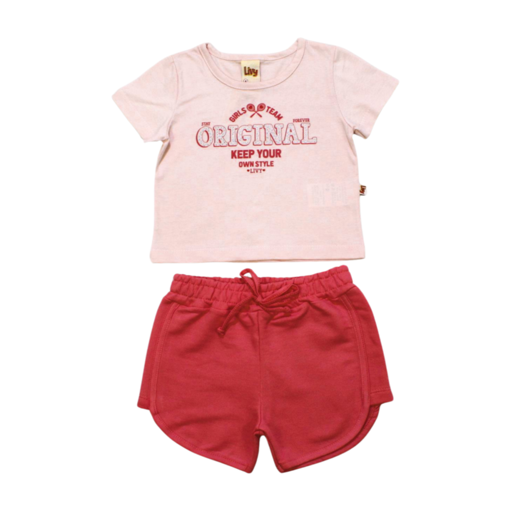 Conjunto Feminino Blusa Original e Shorts Moletom 8502 Livy
