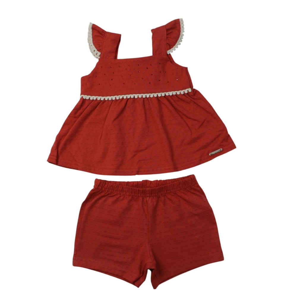 Conjunto Feminino Blusa Strass e Shorts A5353  - Alakazoo