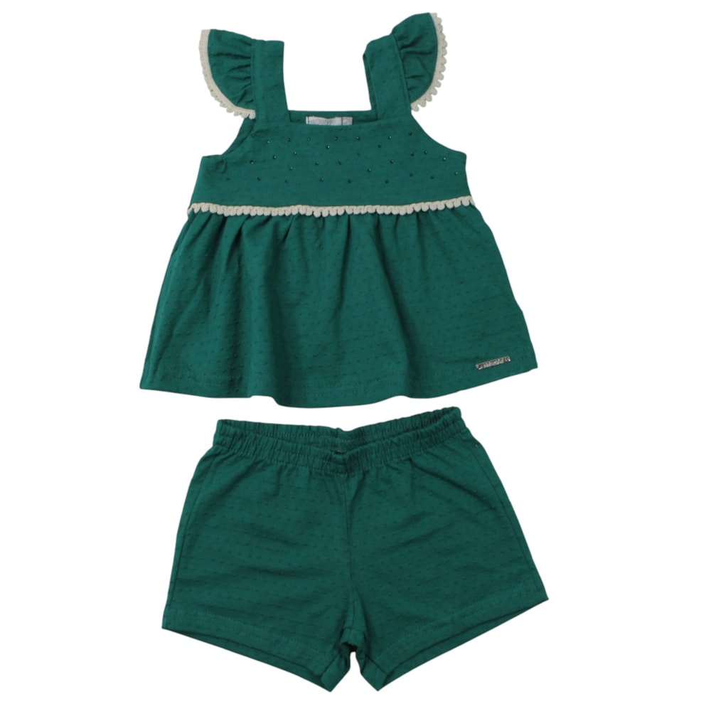 Conjunto Feminino Blusa Strass e Shorts A5353  - Alakazoo