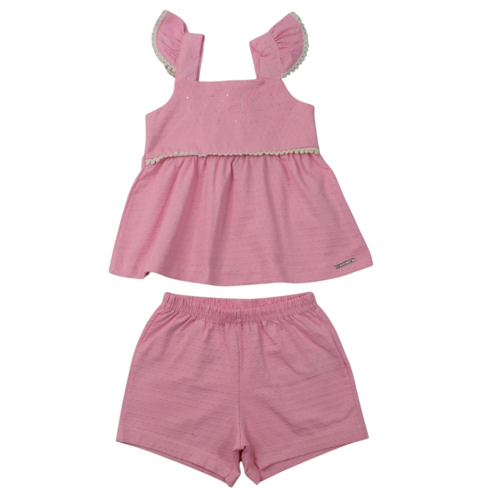 Conjunto Feminino Blusa Strass e Shorts A5353  - Alakazoo