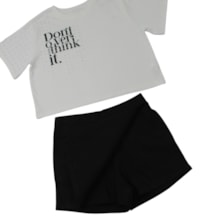 Conjunto Feminino Blusa Strass e Shorts Saia Sarjado - 27316 - Brandili