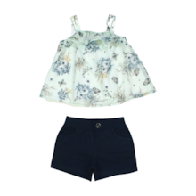 Conjunto Feminino Blusa Tecido Estampada Flores e Shorts 14102 - Milon      