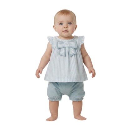 Conjunto Feminino Blusa Tecido Listrada e Shorts 2001846 - Milon