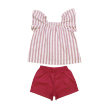 Conjunto Feminino Blusa Tecido Listrado e Shorts Sarja 4230 - Dila 